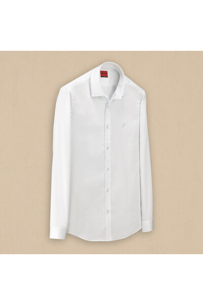Sarar Interview Woven Fabric Textured Slim Fit White Shirt