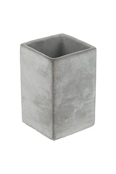 Jumbo Square Cement Gray Toothbrush Holder 7 x 7 x 11 cm