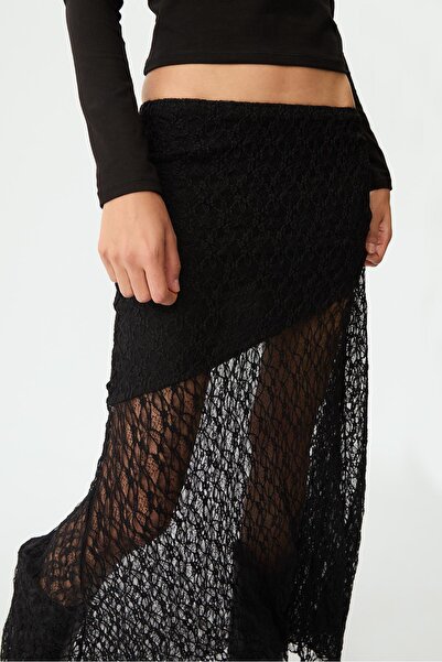 Stradivarius Dantel midi etek