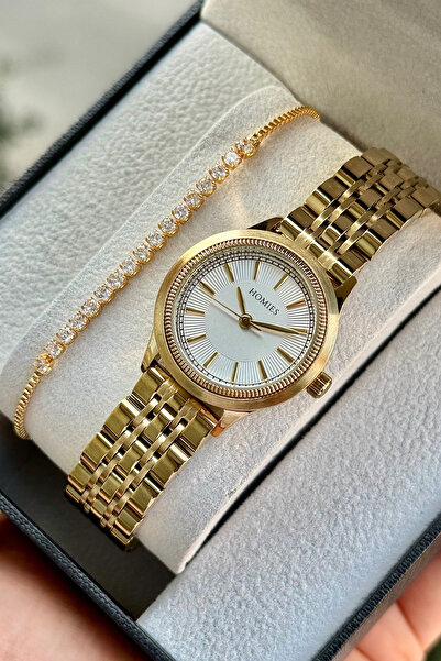 Homies Women's Wristwatch Does Not Lose Color Steel Band Comes with Gift Box and Bracelet Gift.Hm1098734