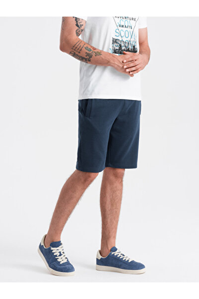 OMBRE Ανδρικό βαμβακερό σορτς φόρμας BASIC - σκούρο μπλε V1 OM-SRBS-0149 M