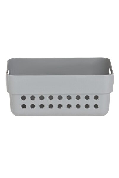 SHOPIENS Set 3 storage baskets in gray color Shopiens®, perforated design, and handles, 350 ml