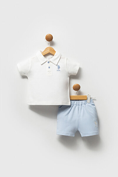 U.S. Polo Assn. بدلة طفل رضيع بيضاء