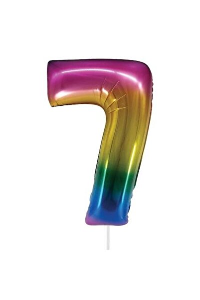 SHOPIENS Balon de petrecere numărul 7 curcubeu, 80 cm, umflat cu aer sau heli...