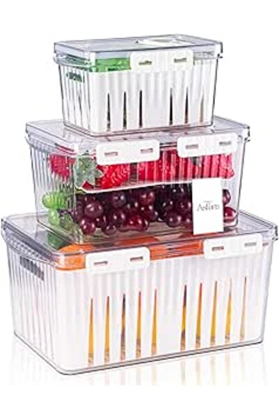 Generic Asfara Fridge Storage Airtight Food Containers (3pcs) - Leak-Proof Lids & Transparent Plastic, Space
