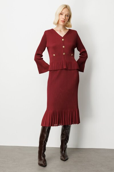 Ekol Ornamental Buttoned Pleated Blouse