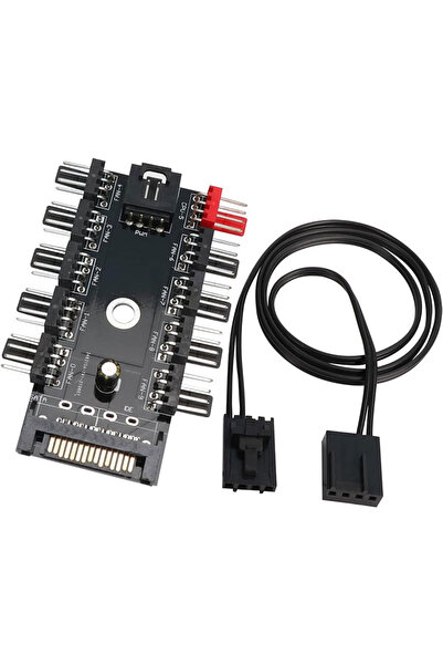 Leonpro 4-3 Pinli Fan Çoklayıcı HUB PWM Fan Kontrolcüsü 10 Port 12V PC Fan ço...