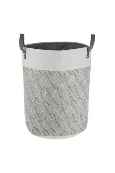 SHOPIENS Laundry Basket Shopiens®, made of gray textile material with leaf pa...