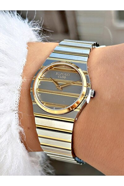 JG. Polo Club Steel Band Steel Case 5 Atm Water Resistant Silver-Gold Color Women Wristwatch S04469