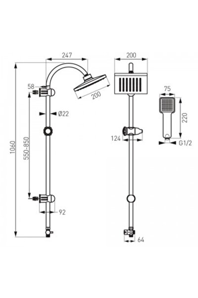 FERRO Fixed and mobile shower column with Zicco bathtub/shower mixer,