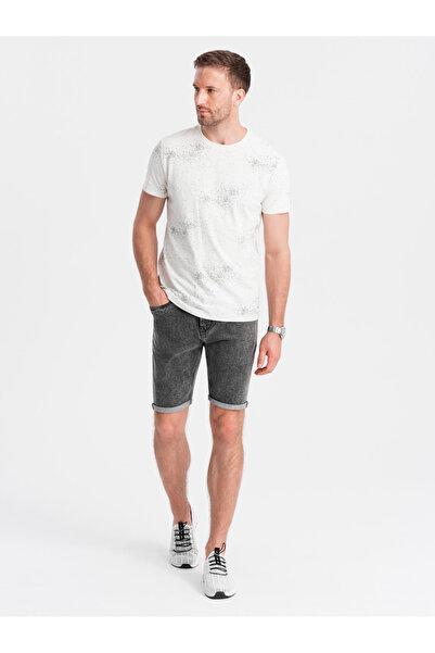 OMBRE Men's denim shorts with rolled up legs - gray V3 OM-SRDS-0134 XXL
