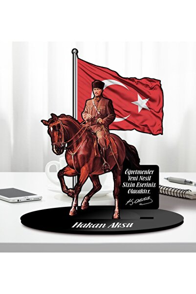 Bk Gift Kişiye Özel Atatürk ve Öğretmenler Günü Tasarımlı Karikatür Biblo-1, ...