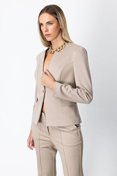 Ekol Single Button Decorative Flap Pocket Jacket