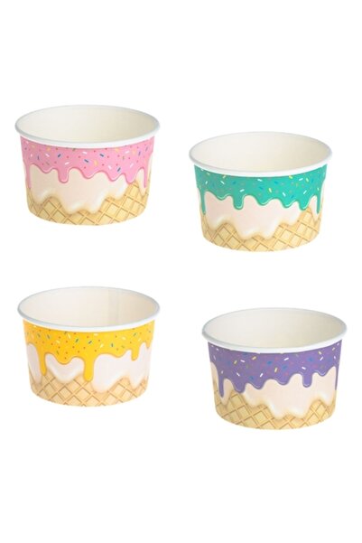 SHOPIENS Set 25 boluri din carton Shopiens®, pentru inghetata de diferite cul...