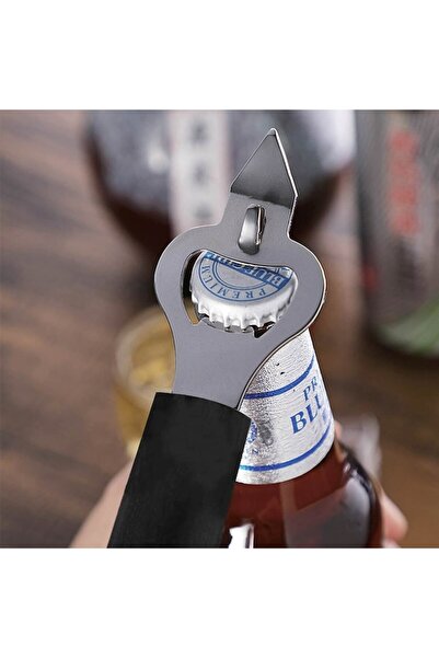 SHOPIENS Metallic Bottle Opener Shopiens® with Black Plastic Handle, 17.5 cm