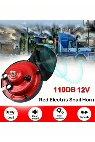 HALAMODO بوق مزدوج مقاوم للماء بقوة 12 فولت، بوق حلزوني إلكتروني أحمر، مزود ب...
