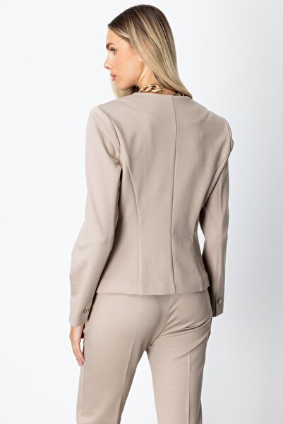 Ekol Single Button Decorative Flap Pocket Jacket