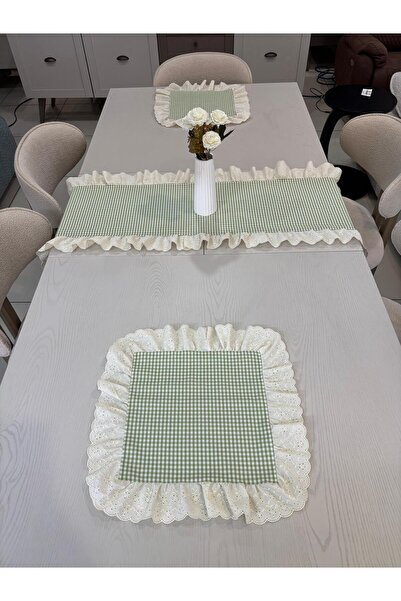 NURGİTA HOME طقم فستو فريل مكون من 3 قطع: 2 قطعة صينية تقديم أمريكية + 1 قطعة...