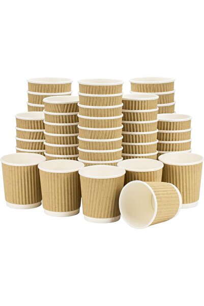 MARKQ 4 oz. Brown Disposable Ripple Insulated Coffee Cups [25 cups]