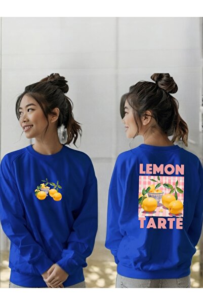 ArtYus سويت شيرت برقبة دائرية وأكمام طويلة للجنسين مطبوع عليه ليمون تارت