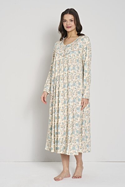 Pijadore Дамска нощница с дълъг ръкав и флорален мотив C3T0N91