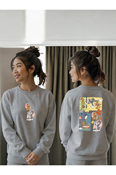 ArtYus Unisex cu mânecă lungă Tom și Jerry față spate Transfer cu imprimeu gu...