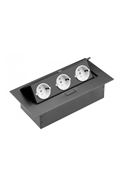 GTV Priză dreptunghiulară încastrată, 3 prize schuko, prize negre, albe,