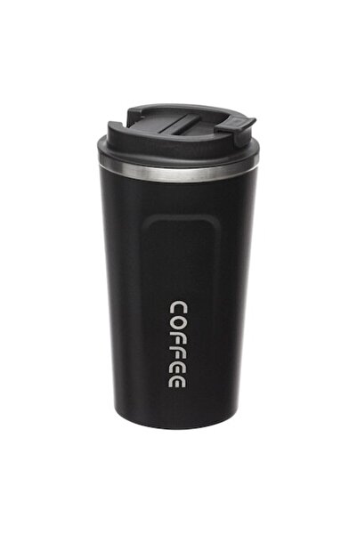 SHOPIENS Pahar Termos Shopiens® Metalic Negru si Capac cu Gura de Scurgere, 5...