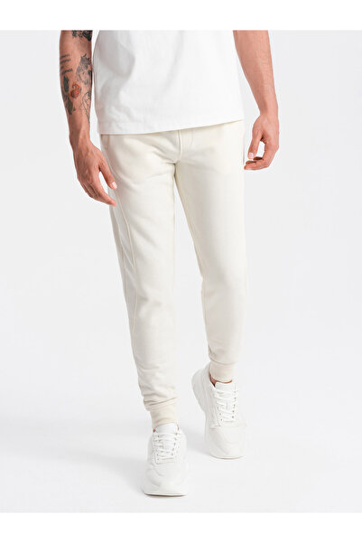 OMBRE BASIC men's cotton sweatpants joggers - cream V5 OM-PABS-0174 XL