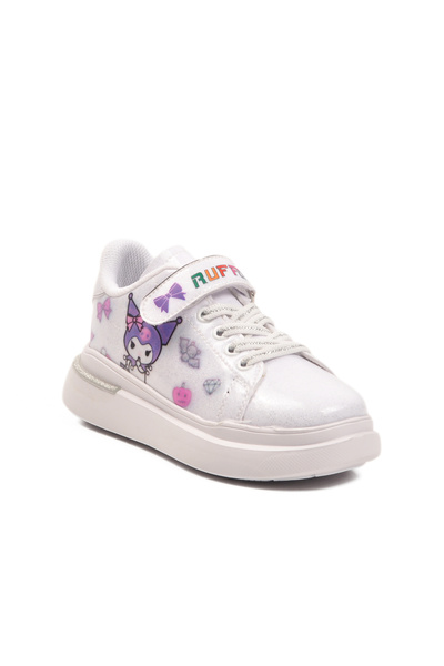 Aspor White Patent Leather Glittery Velcro Girls' Sports Shoes
