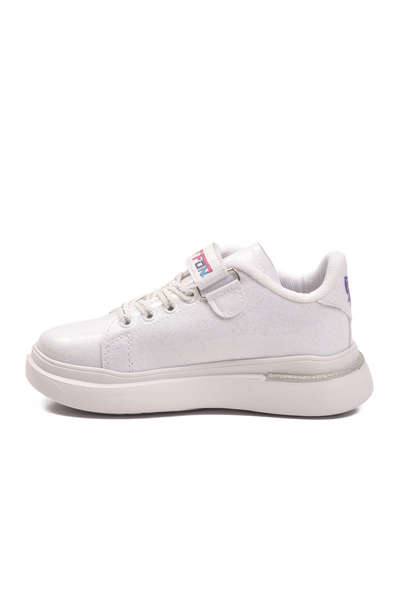Aspor White Patent Leather Glittery Velcro Girls' Sports Shoes