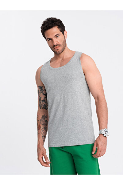 OMBRE Men's BASIC cotton tank top - grey melange V2 OM-TSBT-0192 S