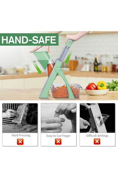 RELAXY قطاعة خضراوات متعددة الوظائف، قطاعة ماندولين 5 في 1، لون أخضر