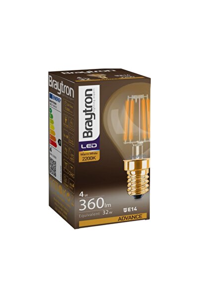 Braytron spherical Vintage filament LED bulb, 4W(32W), E14, G45, 350 lm, warm light(2200K), golden