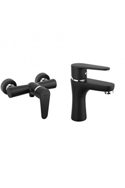 FERRO 2in1 package wall-mounted shower mixer and washbasin mixer Algeo, Matte Black