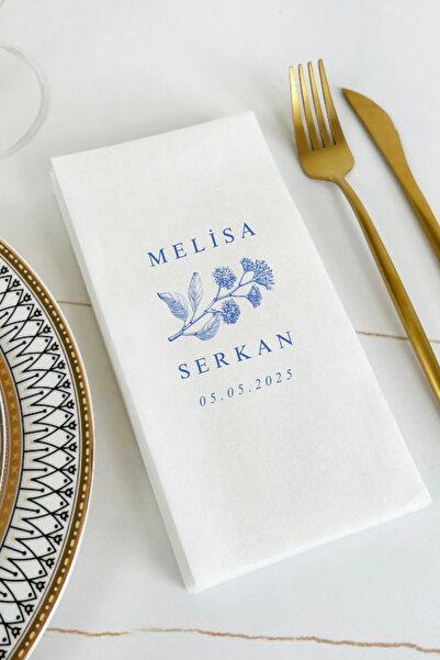 loyderlena 100 Adet Kişiye Özel İsim Baskılı Peçete Düğün Nişan Söz Peçetesi Lux Davet Peçetesi 33x33 Cm