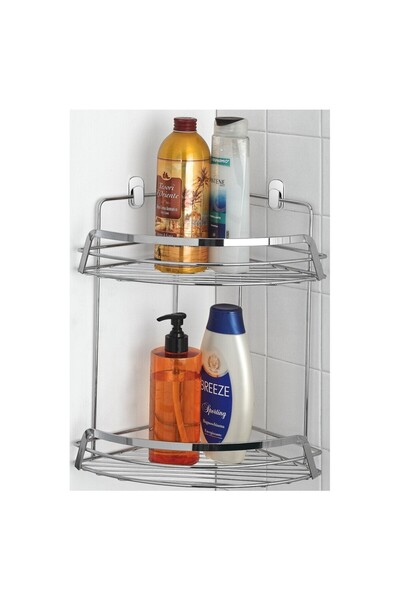 Italbox Raft de colț Francy, 2 rafturi, oțel cromat, argintiu, 22x22x34 cm