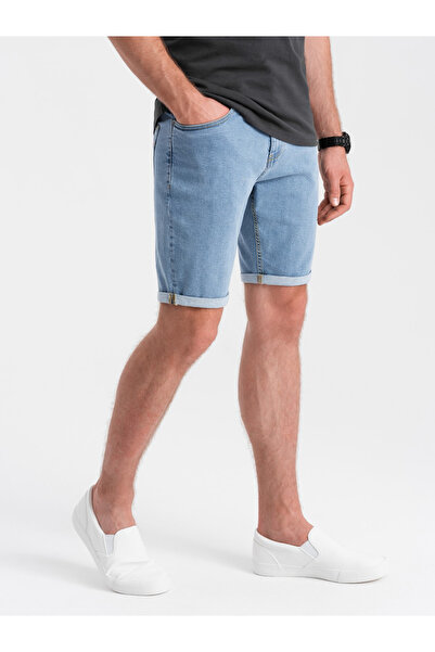 OMBRE Ανδρικό τζιν σορτς με σηκωμένα μπατζάκια - μπλε V2 OM-SRDS-0134 XXL