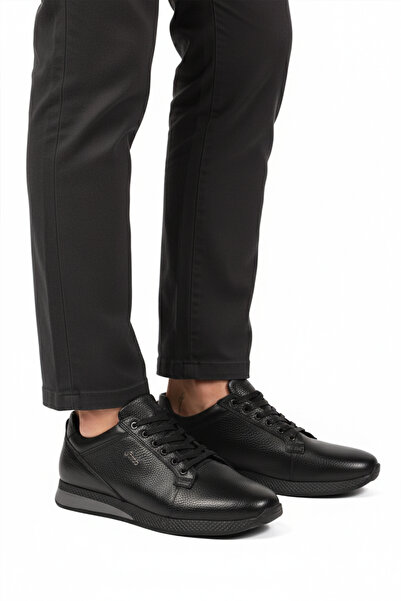 Fosco Black Floater Genuine Leather Men's Casual Shoes