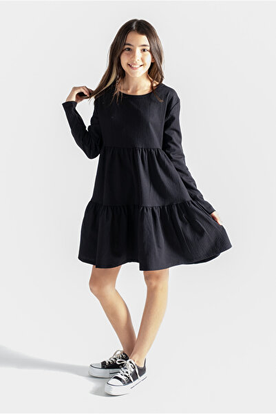 Kyron Kız Çocuk Uzun Kollu Siyah Elbise