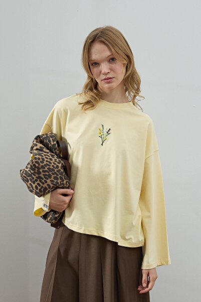 Ceylan Otantik Κορμάκι με κέντημα με βούτυρο κίτρινο χρώμα