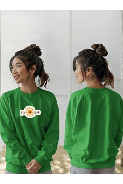 ArtYus سويت شيرت للجنسين بأكمام طويلة مطبوع عليه Rise And Shine وياقة على شكل دراجة