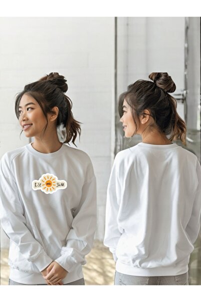 ArtYus سويت شيرت للجنسين بأكمام طويلة مطبوع عليه Rise And Shine وياقة على شكل دراجة