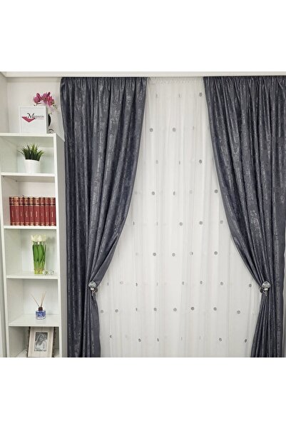 magazincovoare Draperie nisip gri intens, Model simplu, Stil modern, L 2 m si H 2.5 m