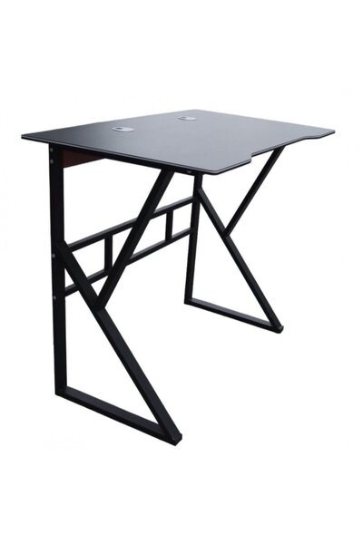ECARLA Gaming desk, metal frame, smooth top with cable holes, black color, 100x60 cm, eCarla, STL20CZ