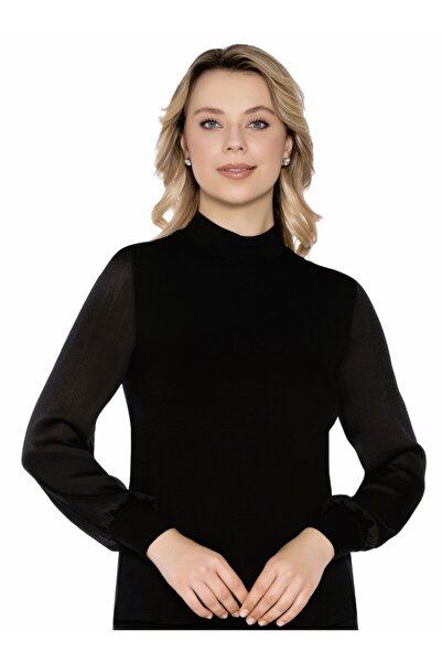 Belinay Bluză pe gât cu mâneci lungi din șifon