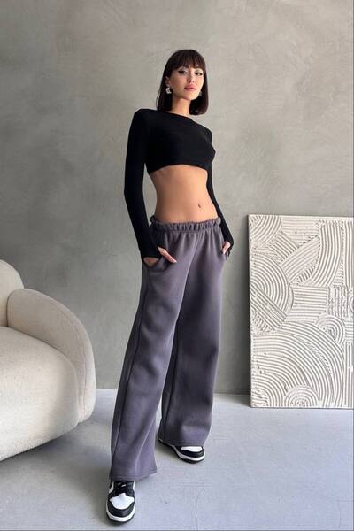 aziso Γυναικείο παντελόνι με 3 κλωστές, φαρδύ κοψίματος