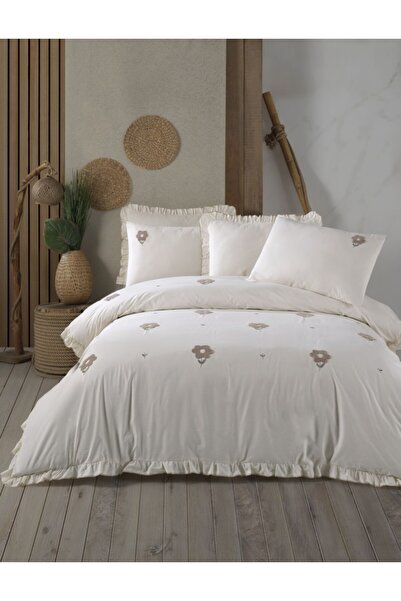 Şaheser Double bed linen with embroidery, Saheser, Florita beige