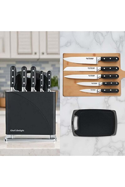 Danube Home Chef's Delight 7-Piece Knife Set with Stand – Durable Kitchen Kni...