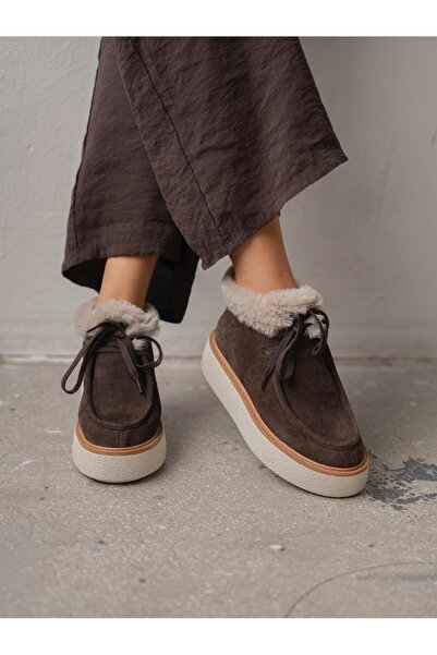 ECENİN BUTİĞİ Cira Kahve Hakiki Süet Kadın Bot